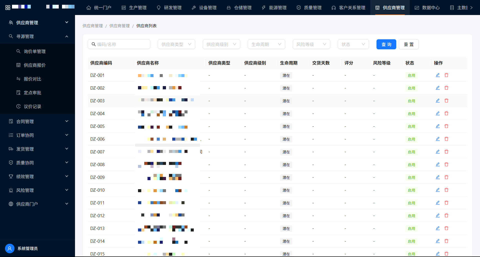 供应商主档与准入